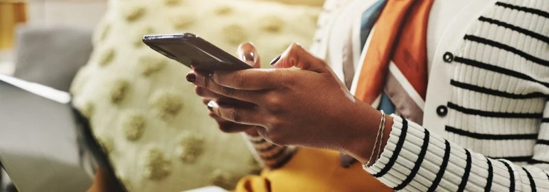 A student using her mobile phone